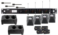 Shure ULXD14Q/93-H50 ULXD Quad Channel Lavalier Wireless Bundle with 4 Bodypacks, 4 WL93 Mics, 4 Batteries and 2 Chargers, in H50 Band