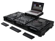 Odyssey FZGSL12CDJWRBL 12" Flight Coffin Case with Wheels and Glide Platform for DJ Mixer and Two Battle Position Turntables