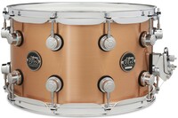 DW Performance Series 8x14" Polished Copper Snare Drum Performance Quarter-sized Lugs, TruePitch Tuning Tension Rods, and MAG throw-off