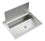 FSR SYM-IN-2AC-1CA-AW Symphony In-Table Stocked Model with 2 AC Outlets, 1 Dual USB Charger, Aluminum Housing, White Inserts