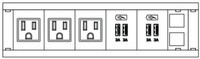 FSR SYM-IN-3AC-2CA-1SS-AW Symphony In-Table Stocked Model with 3 AC Outlets, 2 Dual USB Charger, 1 Snap-In, Aluminum Housing, White Inserts