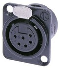 Neutrik NC6FSD-L-B-1  DL1 Series 6S Pin Female Receptacle, Solder Cups, Black/Gold, Switchcraft Pin-out