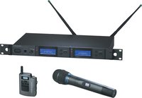 Audio-Technica AEW-5313AC Dual Wireless Microphone System with Bodypack Transmitter & AEW-T3300a Cardioid Condenser Mic/Transmitter, UHF Band C: 541.500 MHz to 566.375 MHz