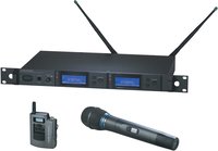 Audio-Technica AEW-5315AC Dual Wireless Microphone System with Bodypack Transmitter & AEW-T5400a Cardioid Condenser Mic/Transmitter, UHF Band C: 541.500 MHz to 566.375 MHz