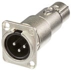 Neutrik NA3MDF 3-Pin XLR-M to 3-Pin XLR-F D-Shape Panel-Mount Feedthrough Adapter