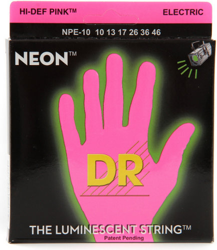 DR Strings NPE-10 Medium NEON HiDef SuperStrings Electric Guitar Strings In Pink