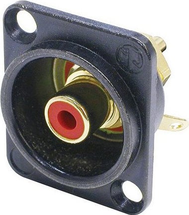 Neutrik NF2D-B-2 D Series RCA Jack With Red Isolation Washer, Black Housing