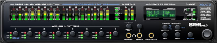 MOTU 896mk3 Hybrid 28x32 FireWire, USB 2.0 Audio Interface With 8 Mic / Line Inputs And DSP