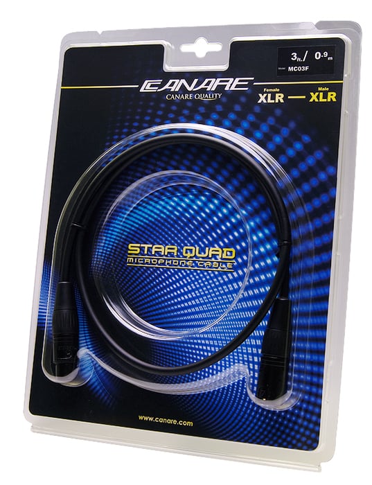 Canare MC03F 3' StarQuad XLR-F To XLR-M Microphone Cable