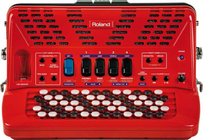 Roland FR-1XB V-Accordion Lite - Red Compact Digital Button Accordion With Speakers