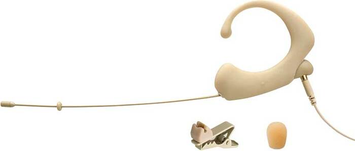 Que Audio DA12BE/SHL Omnidirectional Single Headworn Microphone In Beige With -45dB Sensitivity And Shure Adapter