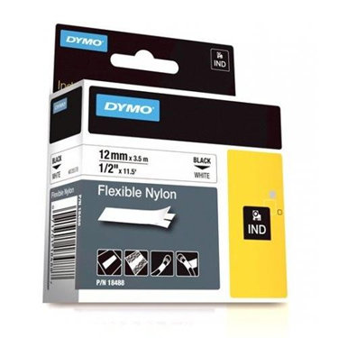 Dymo 18488 1/2" Industrial Flexible White Nylon Label Tape For Rhino Label Printers