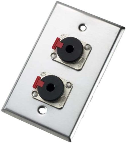 Neutrik 203P Single Gang Silver Wallplate With 2 1/4" TRS Connectors