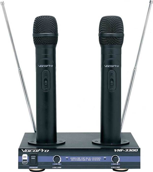 VocoPro VHF-3300 Dual Channel Wireless System, 2 Hand Held Mics