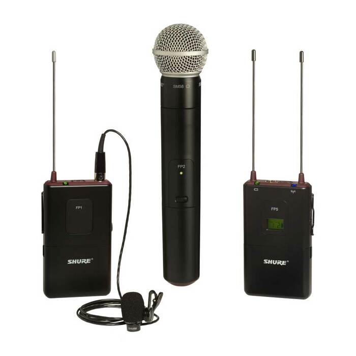 Shure FP125/83SM58-H5 FP Series Wireless Mic System With SM58 Handheld And WL183 Lavalier Combo, H5 Band (518-542MHz)