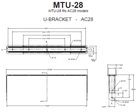 JBL MTU-28 U Bracket For AC28, Black