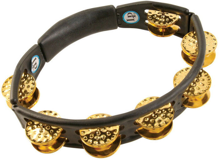 Latin Percussion LP174 Cyclops Handheld BlackTambourine With Dimpled Brass Jingles