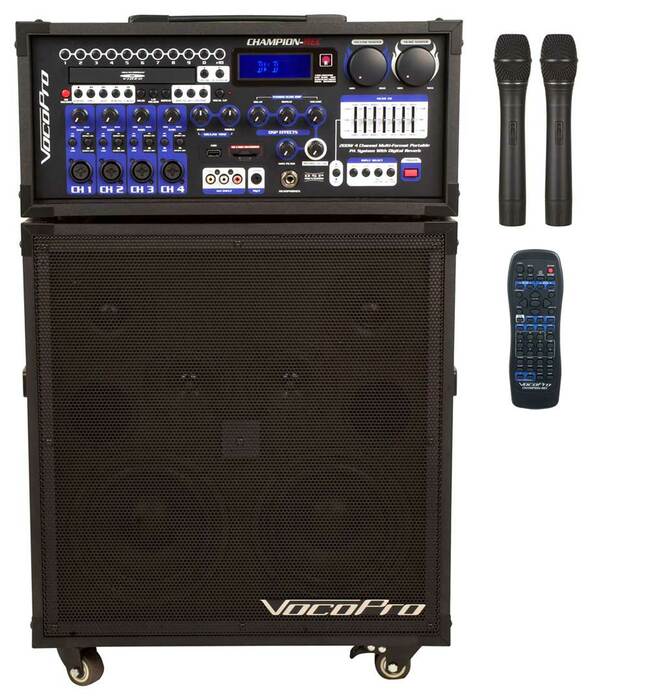 VocoPro CHAMPION-REC-3 Portable PA System With VHF Module Set 3 With 2 VHF Microphones