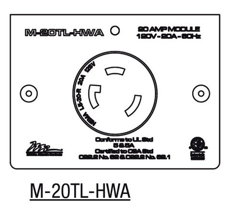 Middle Atlantic M-20TL-HWA HardWired 20A MPR Twist Lock L5-20R