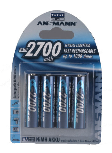 Ansmann AA-RECHARGEABLE-2700 AA Rechargable Batteries, 2700MAH, 4-pack