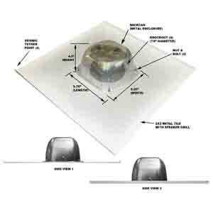 OWI 2X2IC6NA 6.5", 8 Ohm, 2-Way Non-Amplified Drop Ceiling Speaker