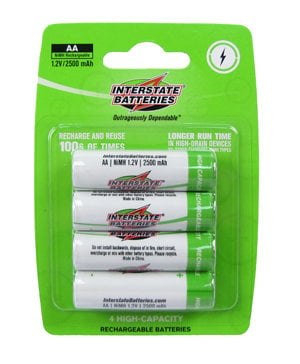 Interstate Battery NIC1460 AA Batteries, 4pack, NIMH, 2500MAH