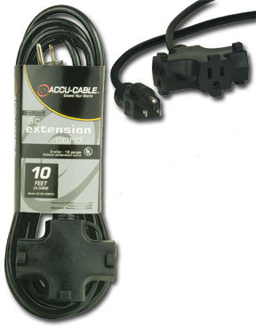 Accu-Cable EC-123-3FER25 25' 12AWG Power Extension Cord With Triple Tap Outlet