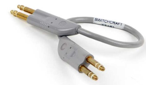 Switchcraft TT164 2' 1/4" TRS-M To 1/4" TRS-M Mini TT Twin Molded Patch Cable