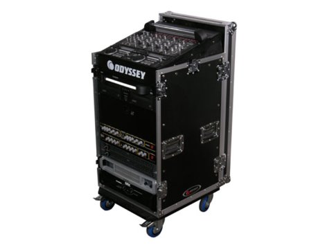 Odyssey FZ1116W Pro Rack Case With Wheels, 11 Unit Top Rack, 16 Unit Bottom Rack