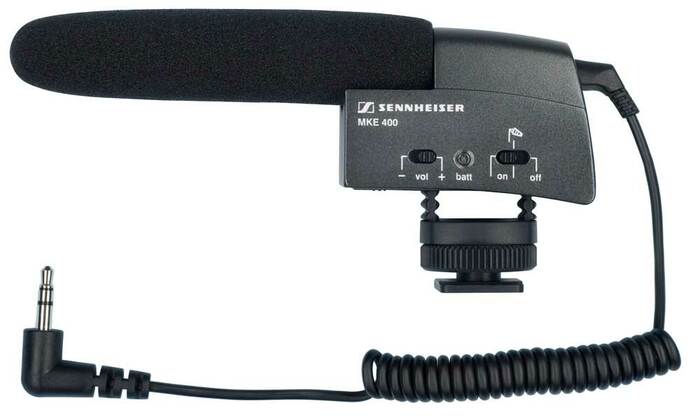 Sennheiser MKE 400 Shotgun Microphone, SuperCardioid, Condenser For Cameras