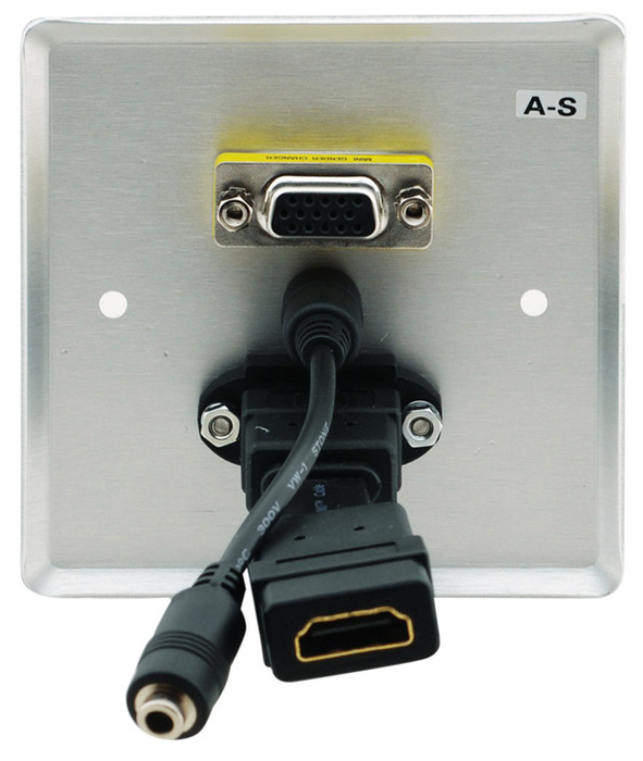 Kramer WXA-H/US(B) Passive Wall Plate, 15-pin HD (F/F), 3.5mm And HDMI