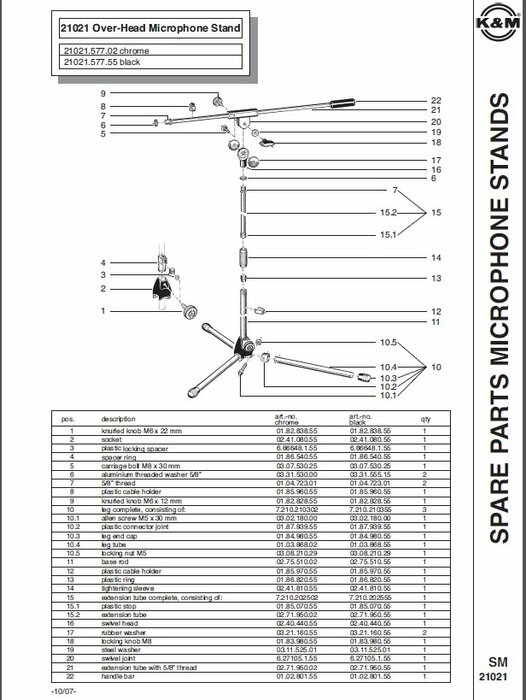 K&M 21021 43"-79" Microphone Stand With 42" Boom Arm