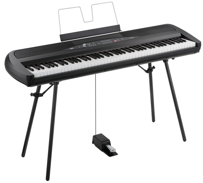 Korg SP-280 Digital Piano - Black 88-Key Digital Piano With Weighted Hammer Action, Built-In Speakers And Stand