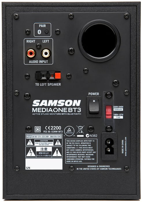Samson Media One BT3 3" Active 2-Way Studio Monitor With Bluetooth, Pair