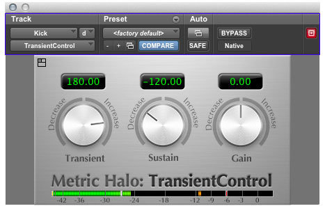 Metric Halo TRANSCONAAX-1 TransientControl Dynamics Processing Plug-in For Pro Tools™ 10 AAX (Electronic Delivery)