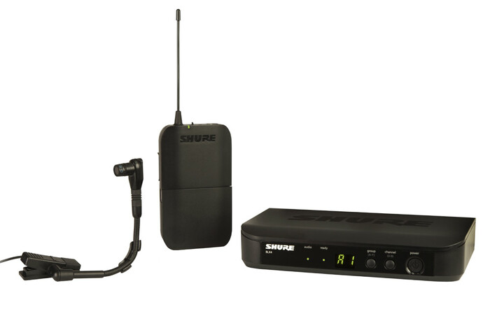 Shure BLX14/B98-J10 BLX Series Single-Channel Wireless Bodypack System With Clip-On Instrument Mic, J10 Band (584-608MHz)