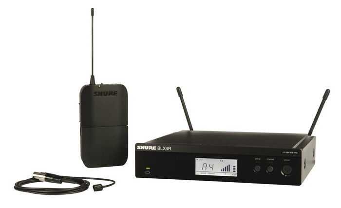 Shure BLX14R/W93-J10 BLX Series Single-Channel Rackmount Wireless Mic System With WL93 Lavalier, J10 Band (584-608MHz)