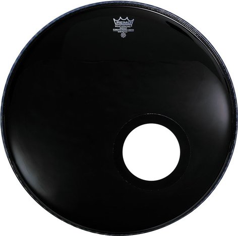 Remo P3-1022-ES-DM 22" Ebony Powerstroke 3 Resonant Bass Drum Head With 5" DynamO Installed