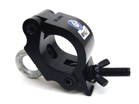 Global Truss Eye Clamp BLK Heavy Duty Clamp With Welded Eyebolt For 2" Pipe, Max Load 440 Lbs, Black