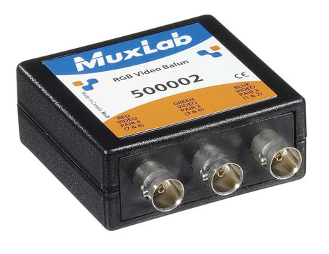 MuxLab MUX-500002 RGB Video Balun With 3x BNC Connectors & 3x 10" Coax Video Jumper Cables