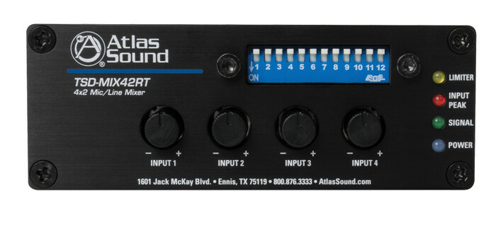 Atlas IED TSD-MIX42RT 4x2 Mic/Line Mixer With Priority Sense And Remote Control , NO POWER SUPPLY