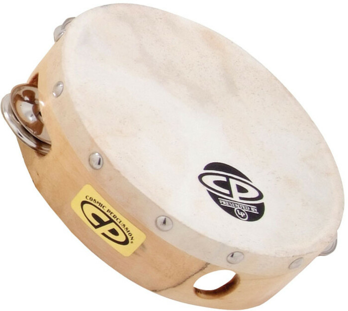 Latin Percussion CP376 6" CP Wood Tambourine With Single Row Of Jingles And Calfskin Head