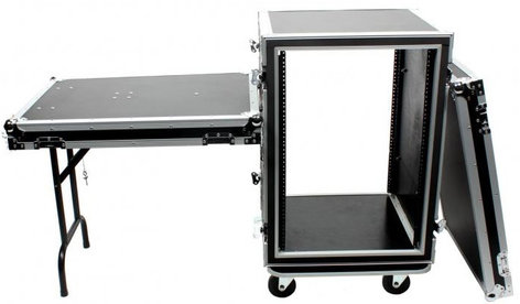 Elite Core SC16U-20SL ATA 20" Shock Mount 16-Unit Amplifier RACK With Standing Lid Table