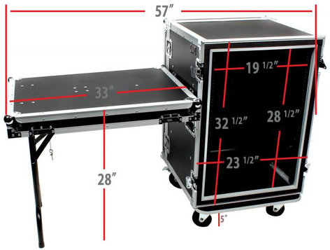 Elite Core SC16U-20SL ATA 20" Shock Mount 16-Unit Amplifier RACK With Standing Lid Table