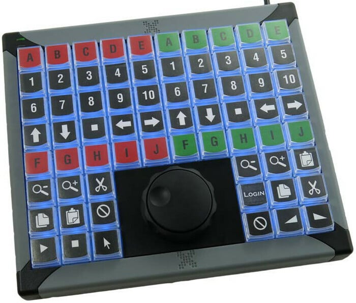 PI Engineering XK-0990-UBG68-R X-Keys XK-68 Jog & Shuttle 68-Key Programmable USB Keyboard With Jog/Shuttle Wheel