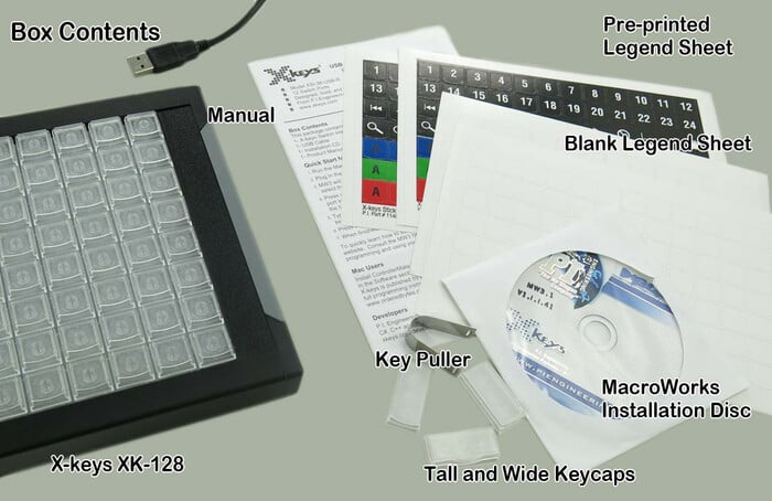 PI Engineering XK-1225-UFK128-R X-Keys XK-128 128-Key Programmable USB Keyboard