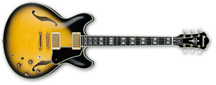 Ibanez AS200AYS Vintage Yellow Sunburst Artstar Series Semi-Hollowbody Electric Guitar With Hardshell Case