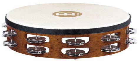 Meinl TAH2AB Traditional Goat-Skin Wood Tambourine With 2 Rows Of Steel Jingles