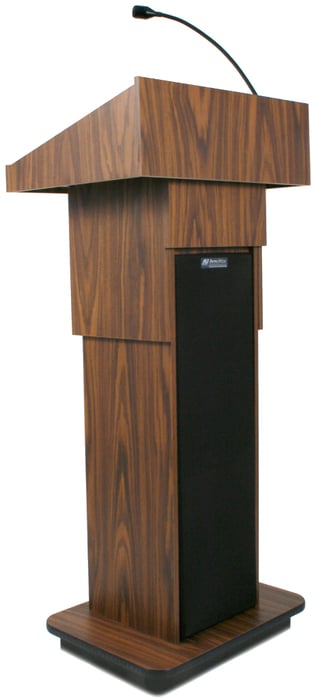 AmpliVox SW505A-HANDHELD Wireless Executive Adjustable Sound Column Lectern With Handheld Microphone Transmitter