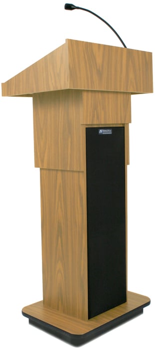 AmpliVox SW505A-HANDHELD Wireless Executive Adjustable Sound Column Lectern With Handheld Microphone Transmitter